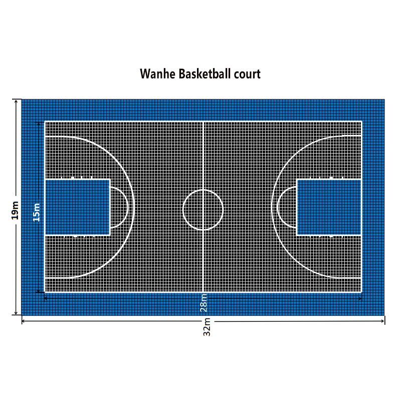 Customized outdoor basketball court size